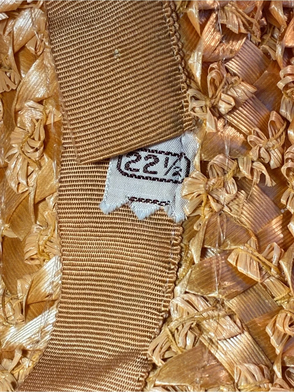 Vintage Straw Sun Hat in Tan with Ribbon - Picture 6 of 7
